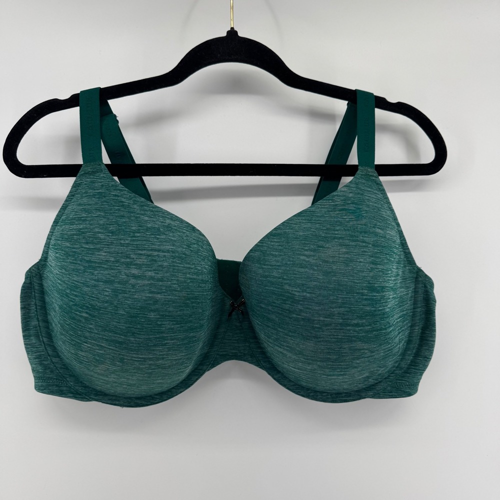 Cacique by Lane Bryant Underwire T-Shirt Bra Heathered Green Lightly Lined 44DD